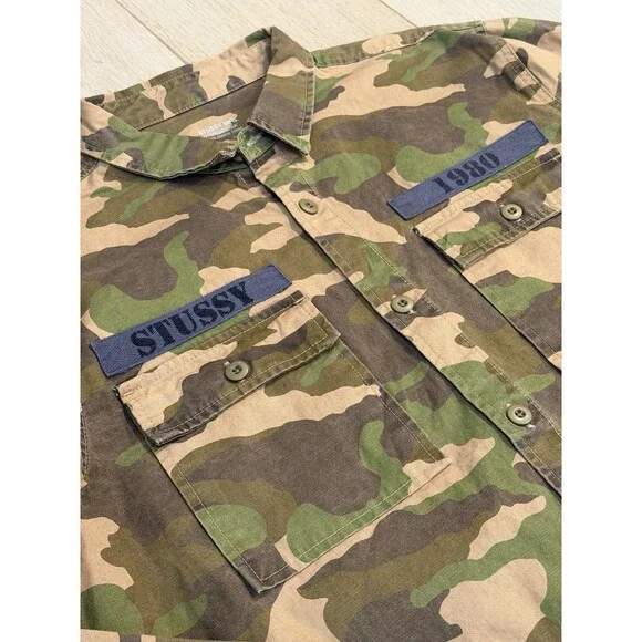 Rare Stussy Camo  International Worldwide Tribe Button Up Shirt  Mens XL - Picture 4 of 11